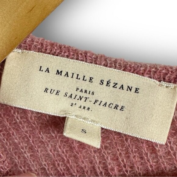 Sezane Gaspard Reversible Sweater Size Small Rosewood Pink Cardigan Knit Mohair - Picture 6 of 13